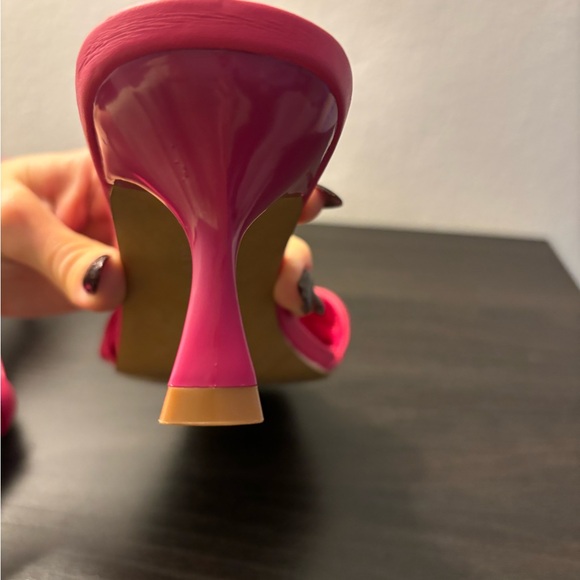 INC Hot Pink Braided Mule Sandals | Size 7.5 | Square Toe Kitten Heels - Picture 8 of 12